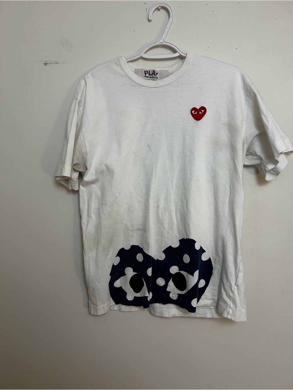 Comme des Garcons PLAY White Tee with Red Heart Logo